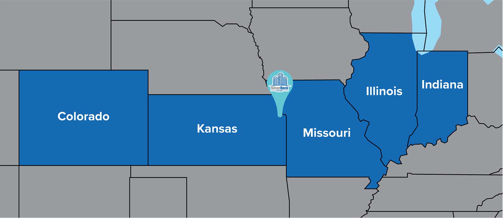 Map of states where SilverRock Ventures owns properties